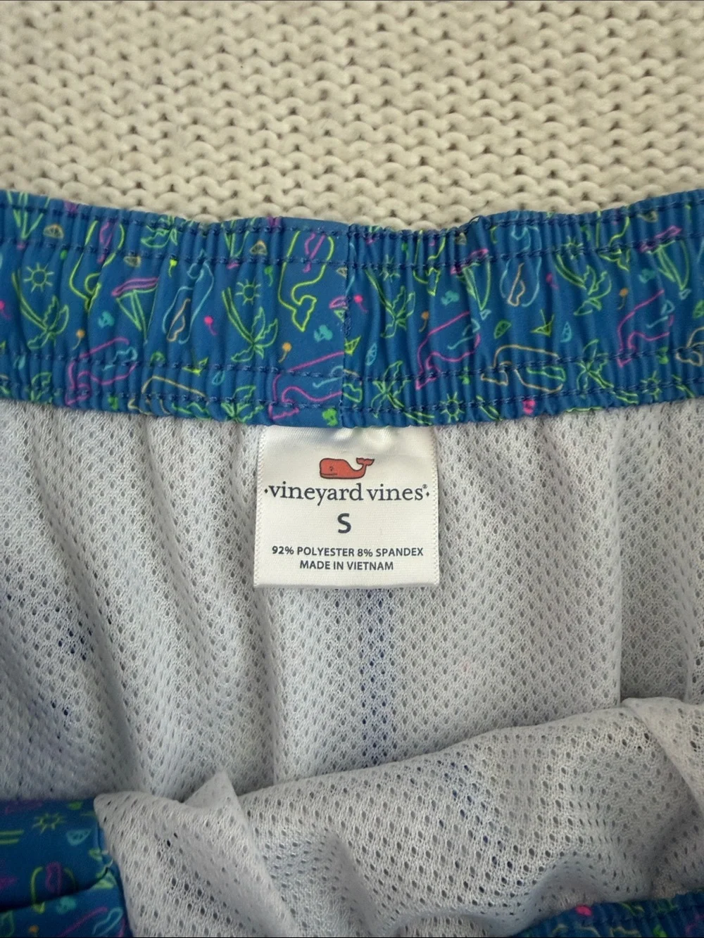 Vineyard Vines Chappy Swim Trunks Boat/Nautical Print Blue Size Small